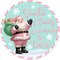 Pastel Pink & Mint 12" Santa Claus Christmas Wreath Sign Centerpiece, Flat Round Metal Plate - For Craft Accents and Decorations (Light Blue, Pink, 12" Dia)